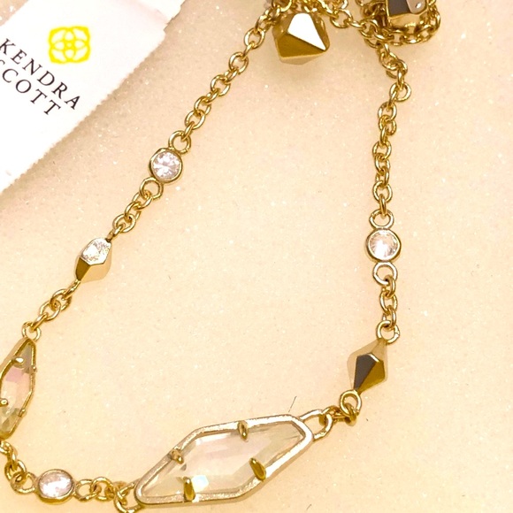 NWT Kendra Scott RARE & Retired Deb Bracelet Yellow Gold Iridescent Dichroic WOW - Picture 3 of 8